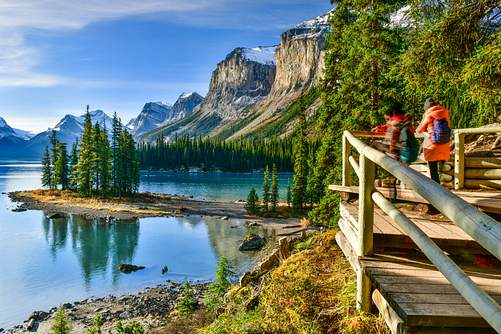 Maligne Lake boat cruise to Spirit Island